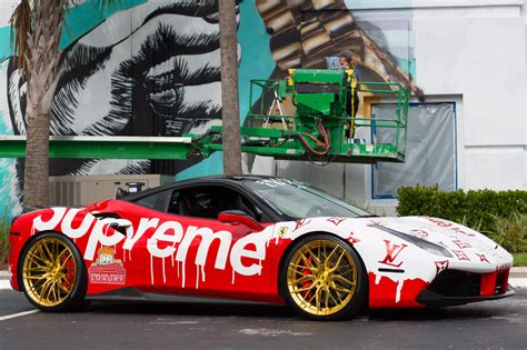 ferrari di louis vuitton|Supreme x Louis Vuitton Custom Wrapped Ferrari 488 GTB.